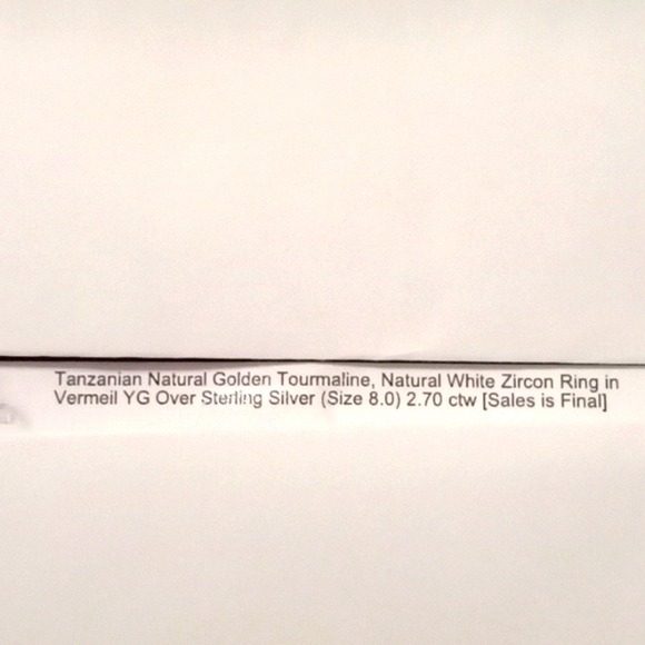 TANZANIAN NATURAL GOLDEN TOURMALINE, NATURAL WHITE ZIRCON RING - Picture 9 of 9